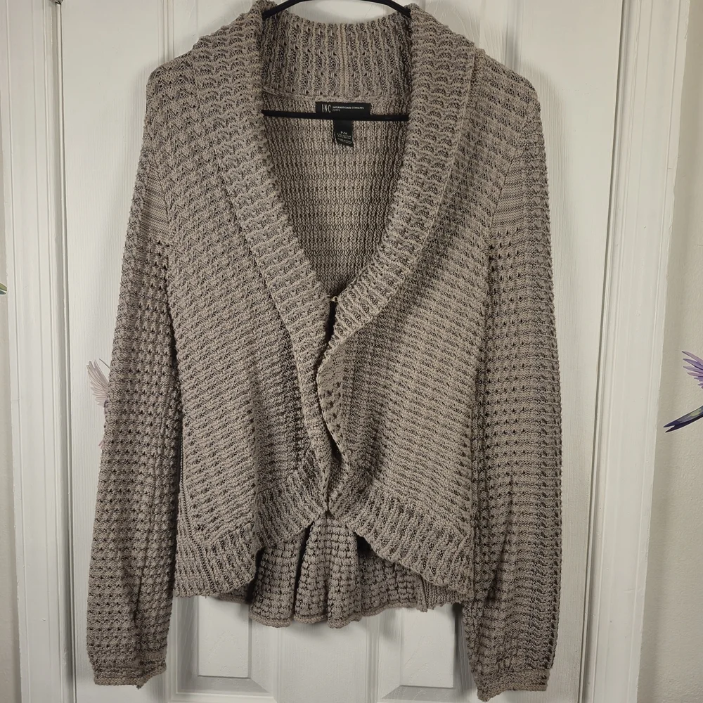 INC International Concepts Cozy Contemporary Chic Shawl Collar Cardigan M